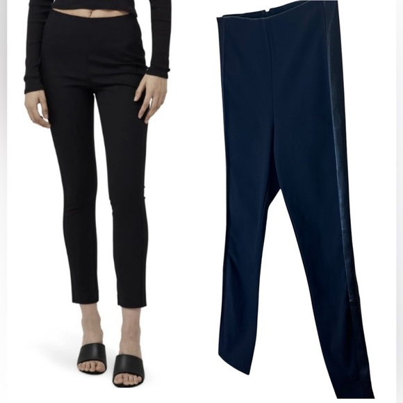 Rag & Bone - “Simone” Stretch, Ankle Pant with Lamb Leather Sides - Size 2 Black